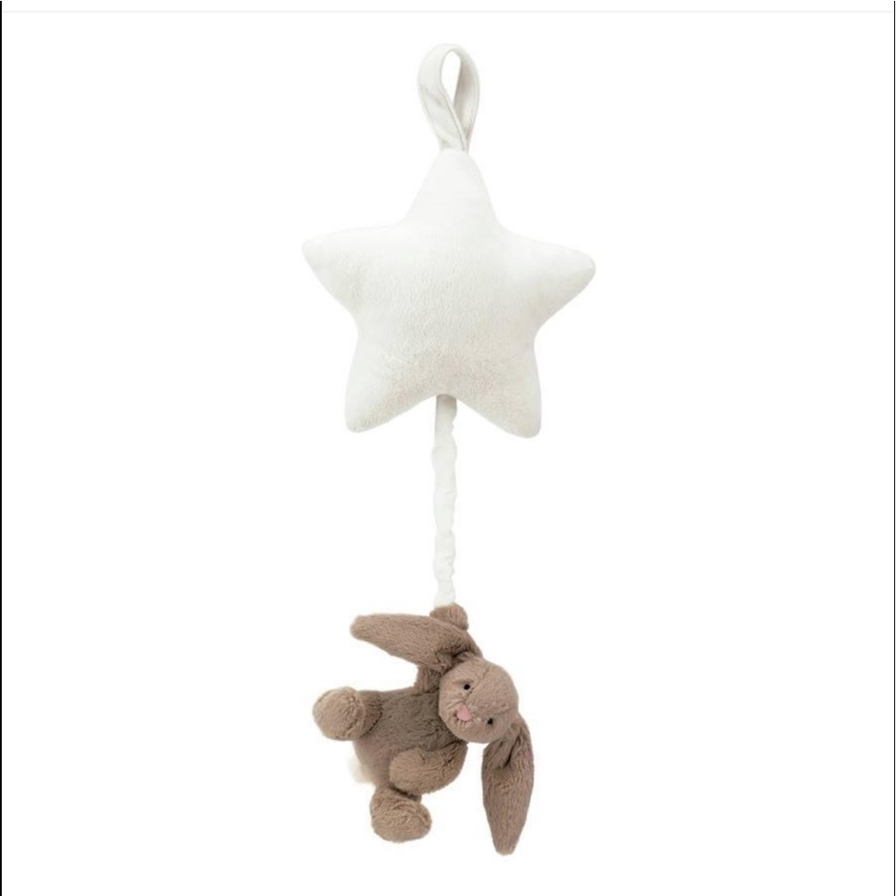 Jellycat Bashful Beige Bunny Star Musical Pull New with Tags
